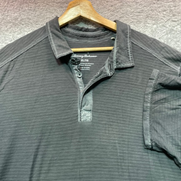 Tommy Bahama Other - Tommy Bahama Mens XL Gray Slub Cotton Spandex Short Sleeve Polo Shirt